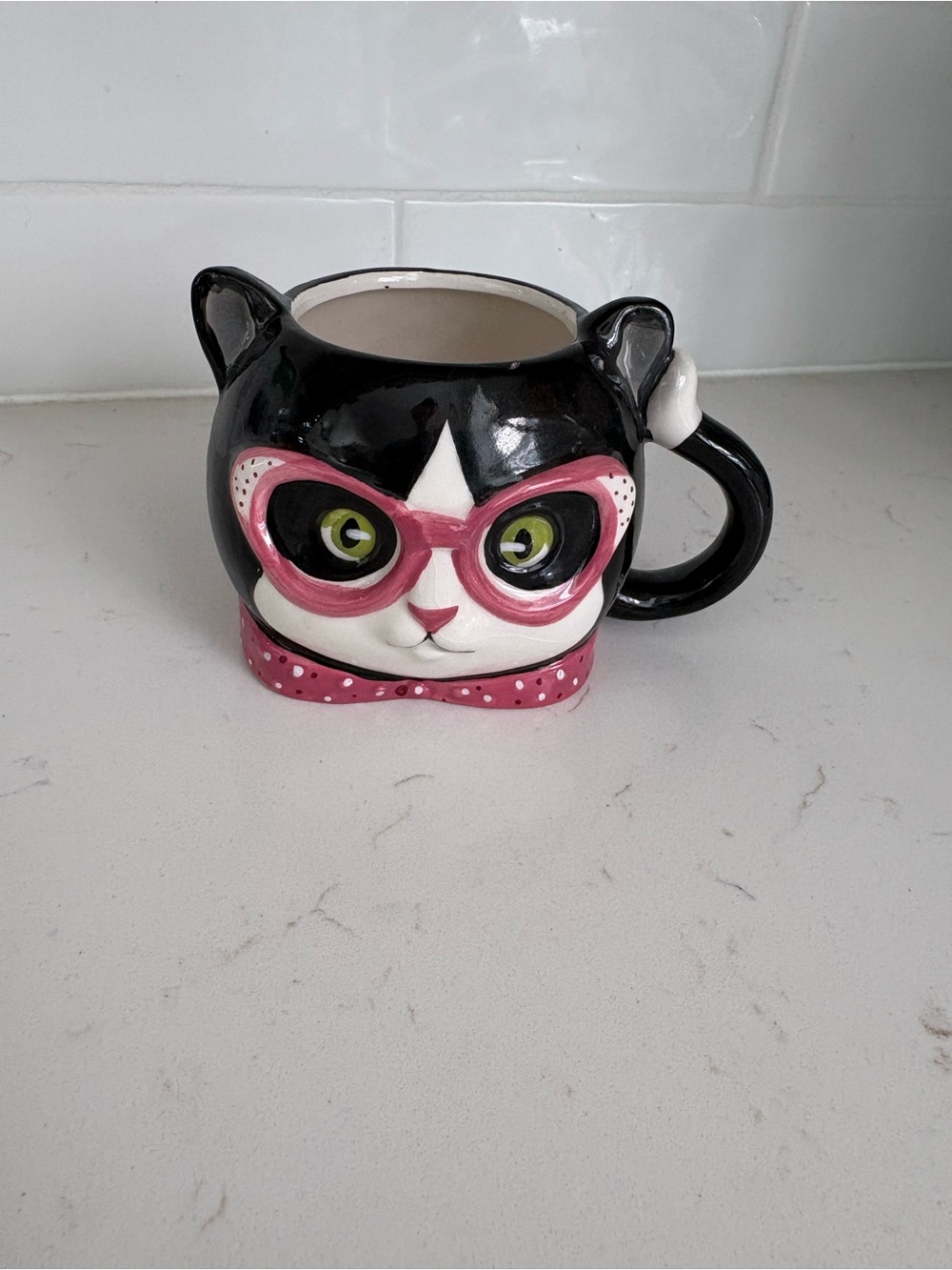 Adorable Cat Mug – Black, Pink & White